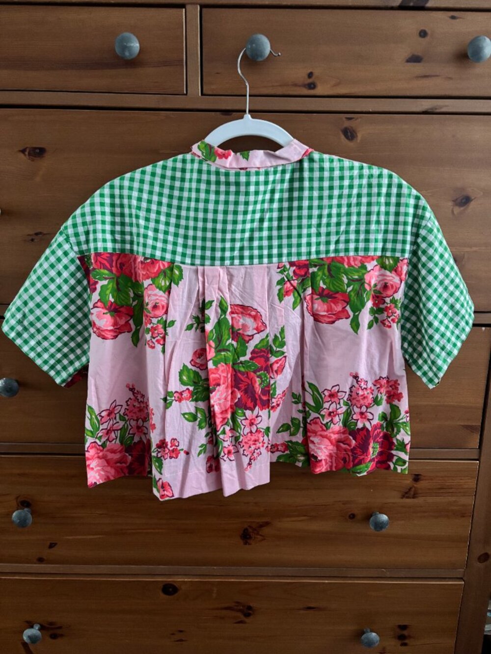 Multi-Pattern Button Up Crop Blouse - Picture 2 of 2